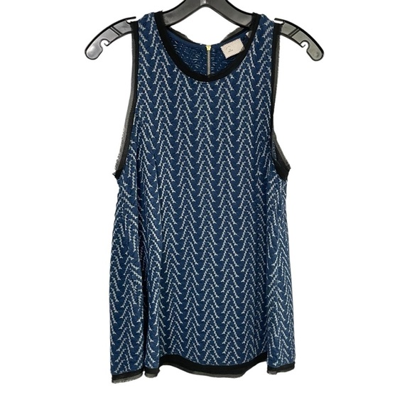 Anthropologie Postmark Women's M Sleeveless Tank Blue Black Textured Top - Picture 1 of 12